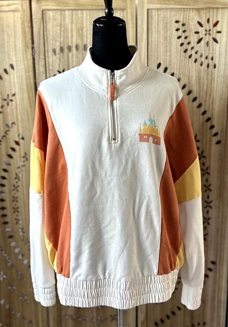 DISNEY "Living My Best Disney Life" Colorblock Pullover Sweatshirt Size XL